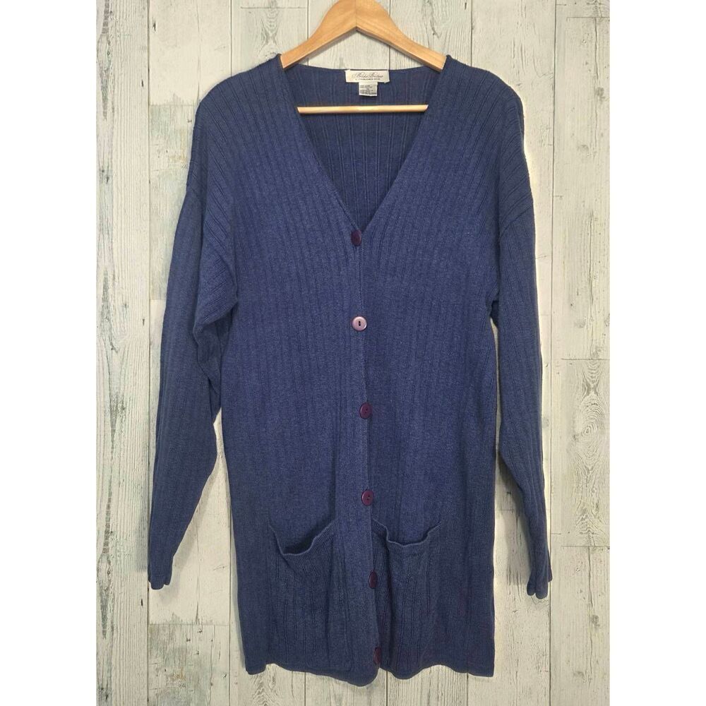 VTG Brooks Brothers Linen Blend Button Front Deep V Cardigan Sz. M